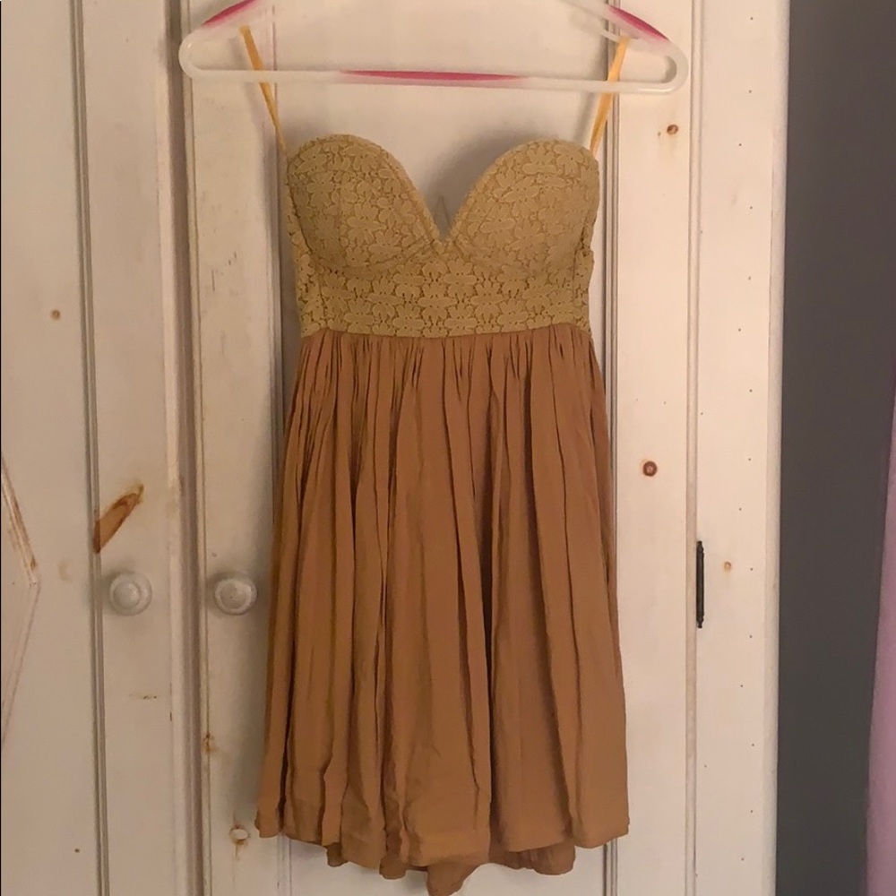 Angel Biba Strapless Babydoll Bronze Amber Dress